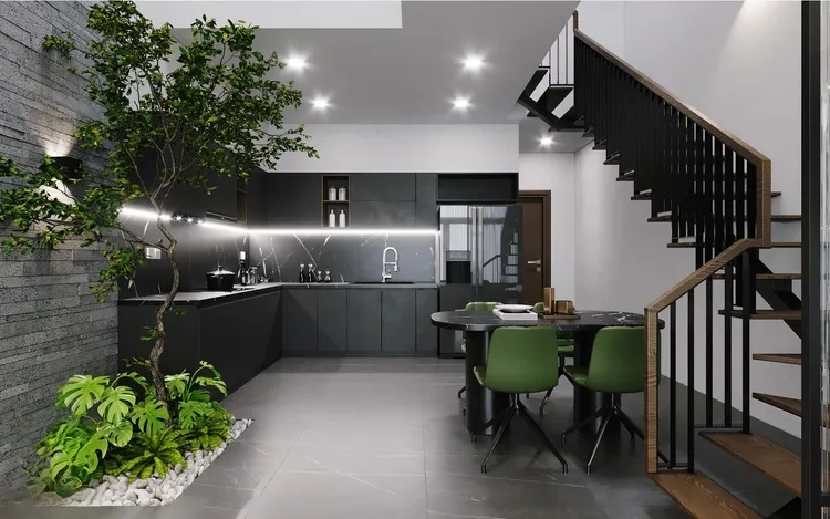 Ảnh phòng bếp nhà ống tiện nghi đáp ứng mọi nhu cầu nấu nướng