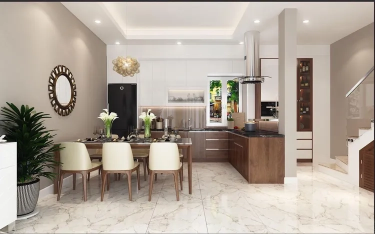 Hình ảnh bếp nhà ống sang trọng toát lên vẻ đẹp tinh tế