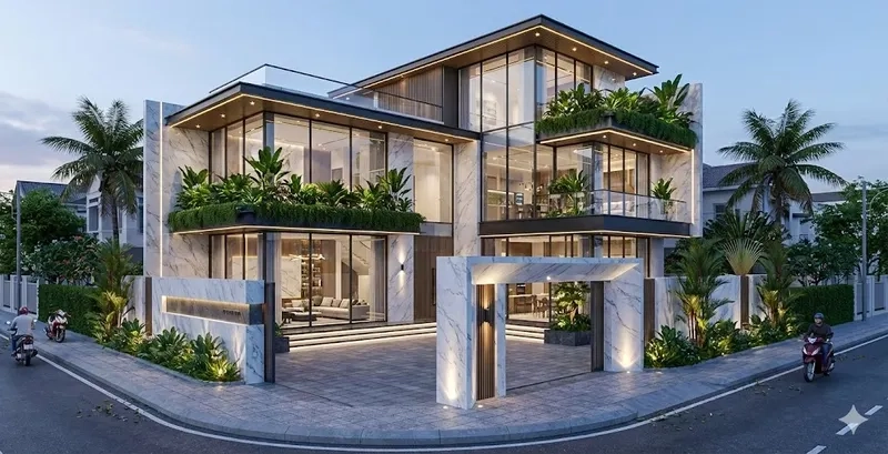 Chiêm ngưỡng biệt thự 2 mặt tiền hiện đại tiện nghi