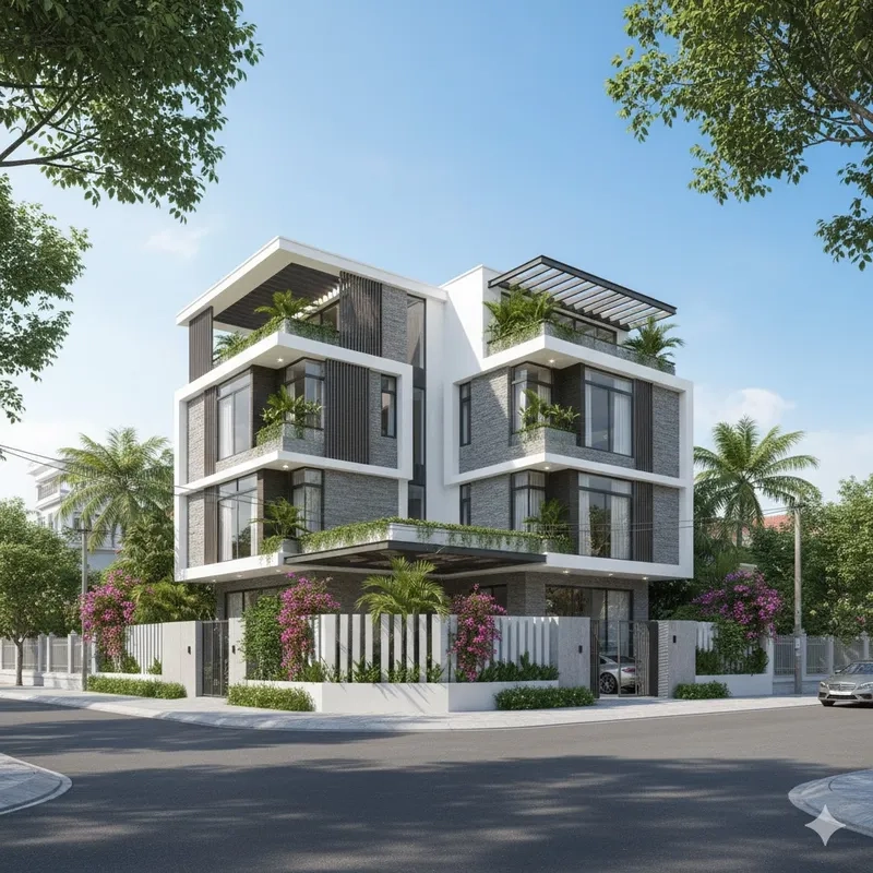 Trải nghiệm biệt thự 2 mặt tiền đơn lập thanh lịch