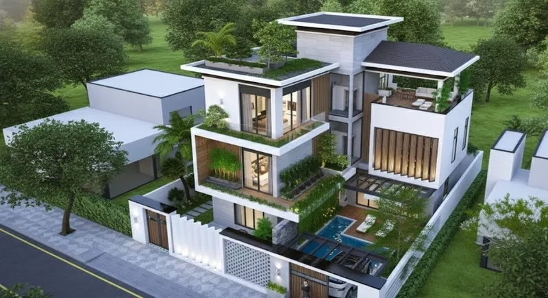 Khám phá ảnh Biệt thự chữ L hiện đại và tinh tế