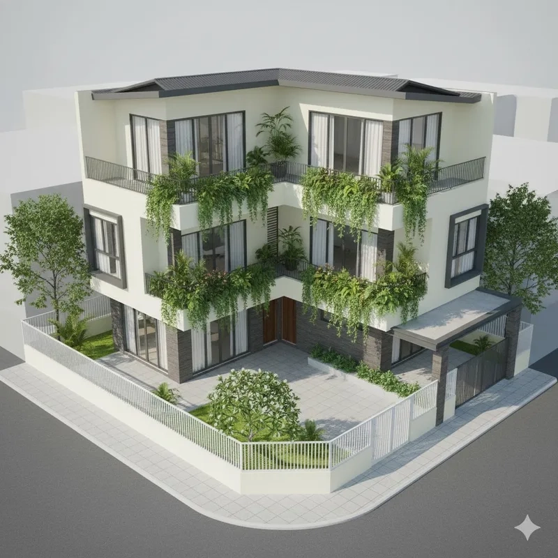 Thiết kế thông minh với thiết kế biệt thự chữ L tiện nghi