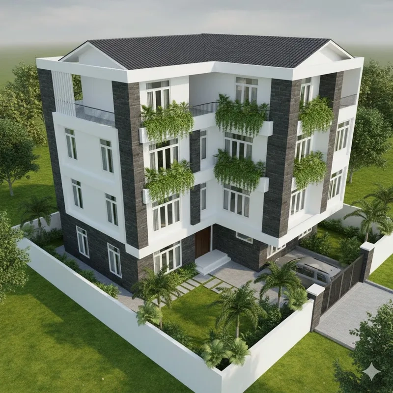 Trở về quê hương với biệt thự chữ L vùng quê thoáng đãng