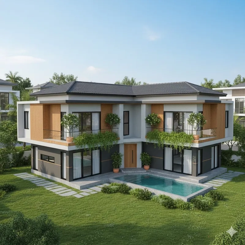 Nội thất sang trọng với nội thất biệt thự chữ L hiện đại