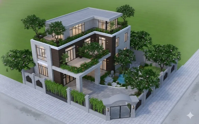 Sang trọng tân cổ điển biệt thự chữ L tân cổ điển đẳng cấp