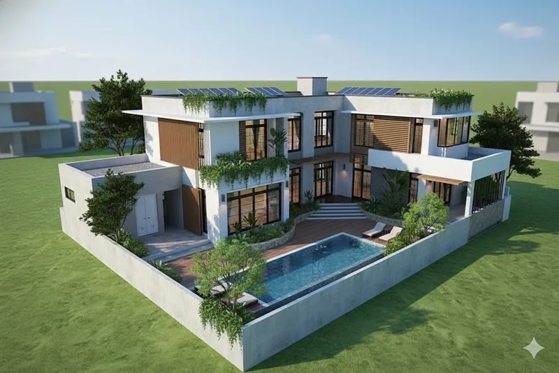 Mặt tiền thu hút mọi ánh nhìn biệt thự chữ L mặt tiền đẹp