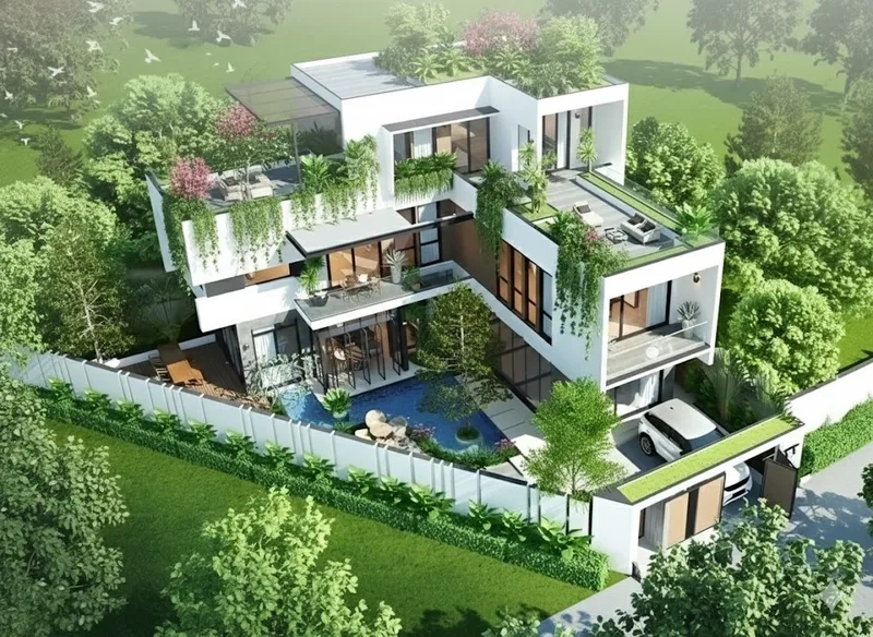 Tối ưu công năng sử dụng bố trí công năng biệt thự chữ L thông minh