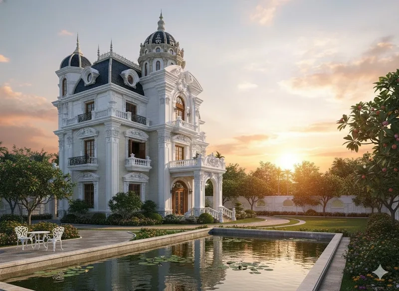 Khám phá phối cảnh biệt thự kiểu pháp sang trọng