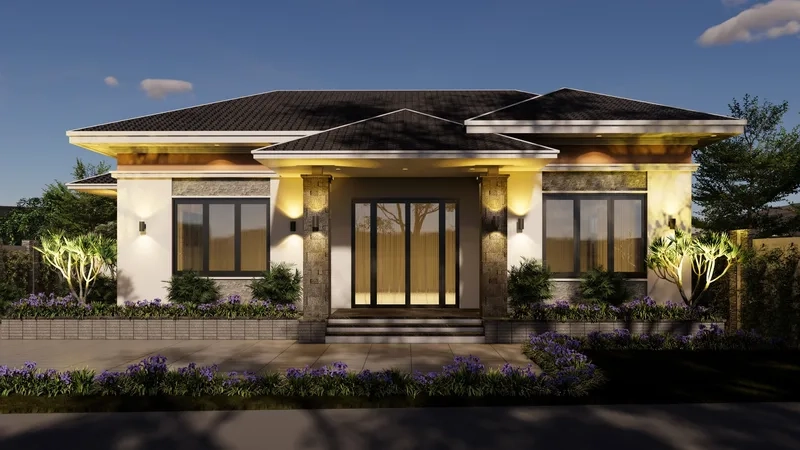 Mẫu lý tưởng Mẫu biệt thự nhà vườn 1 tầng cho gia chủ