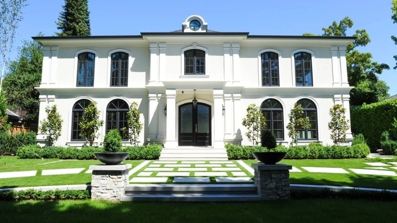 Góc nhìn từ trên cao bản vẽ cad biệt thự tân cổ điển