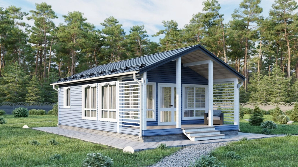 Mẫu nhà vườn cấp 4 hình chữ L độc đáo