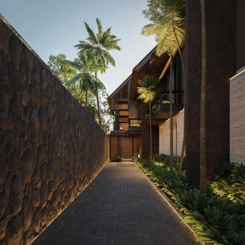 Không gian sân trước trong thiết kế nhà vườn 500m2 đầy ấn tượng