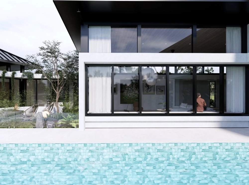 Góc nhìn nghiêng của mẫu thiết kế nhà vườn 1 tầng đẹp hiện đại