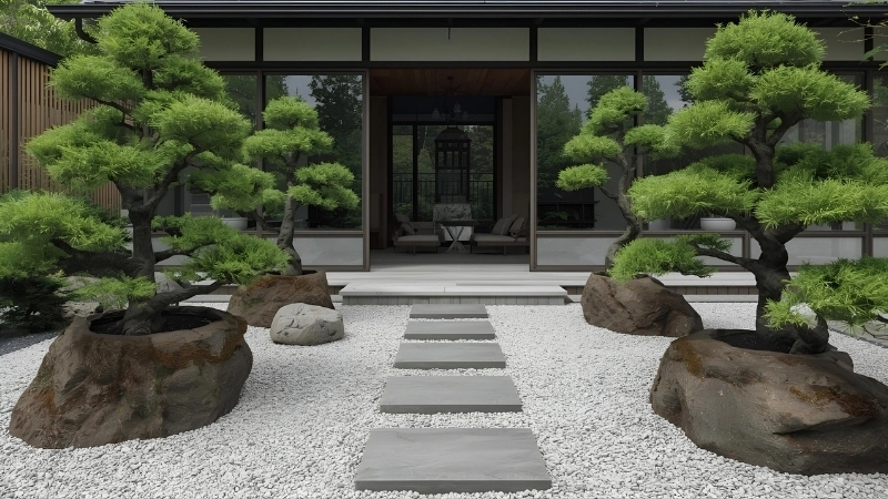 Trang trí lối đi sân vườn cỏ nhân tạo xanh mát quanh năm