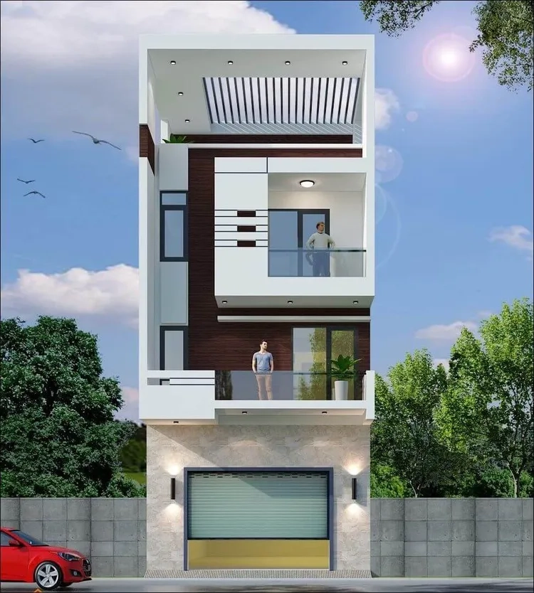 Xem ảnh mặt tiền nhà ống có sân thượng thoáng mát