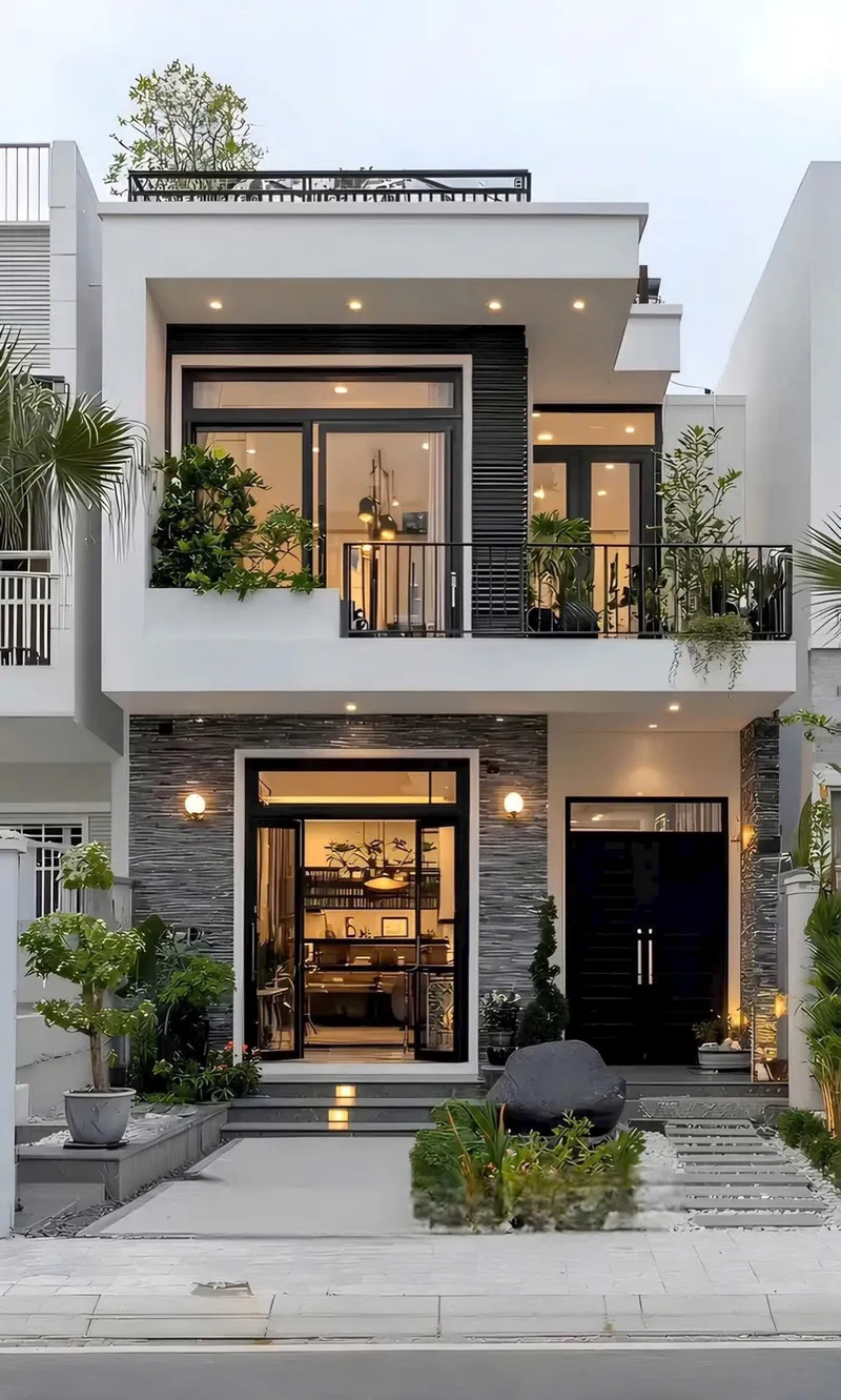 Nhà phố đẹp có sân thượng mát mẻ