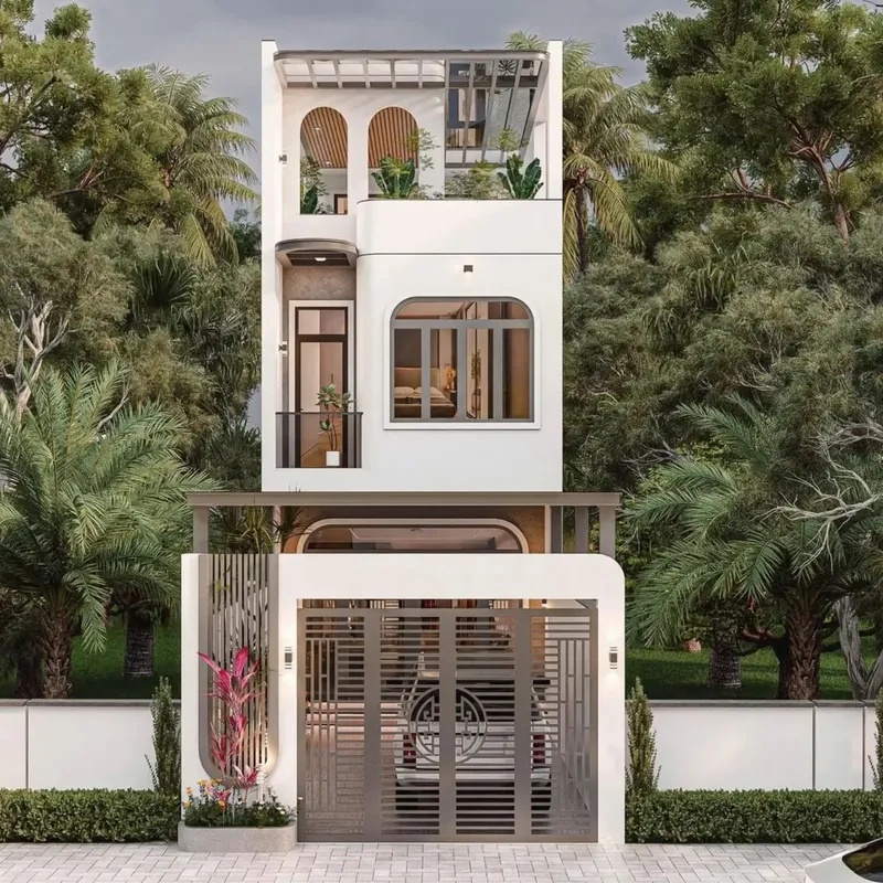 Màu sơn nhà phố 2 tầng