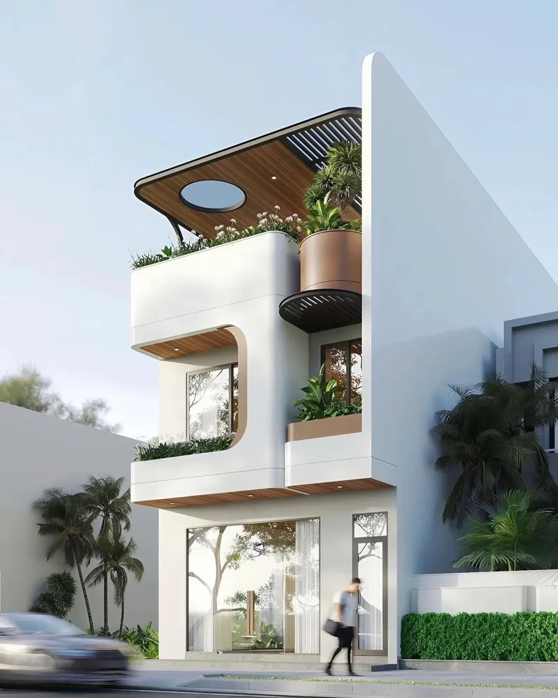 Màu sơn nhà phố màu trắng tinh khôi