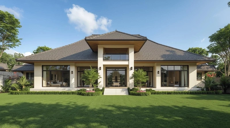 Kiểu nhà cấp 4 4 phòng ngủ mái thái thanh lịch tinh tế