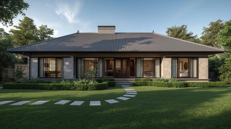 Mẫu nhà cấp 4 4 phòng ngủ mái bằng trẻ trung tinh gọn