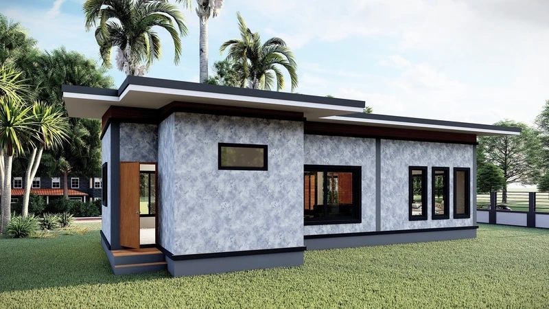 Hình dung thiết kế qua phối cảnh nhà cấp 4 chữ L