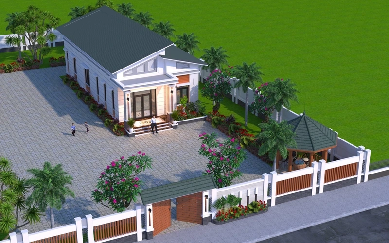 Hút mắt với nhà cấp 4 mái lệch mặt tiền đẹp