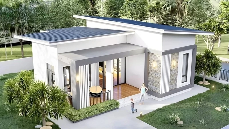 Tận hưởng thiên nhiên với nhà cấp 4 mái lệch sân vườn