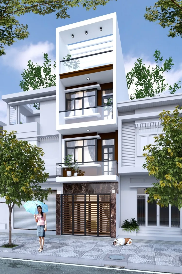 Xem phối cảnh nhà ống 1 tum hiện đại đầy cảm hứng