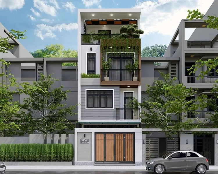 Khám phá hình minh họa nhà ống 1 tum 3D sống động