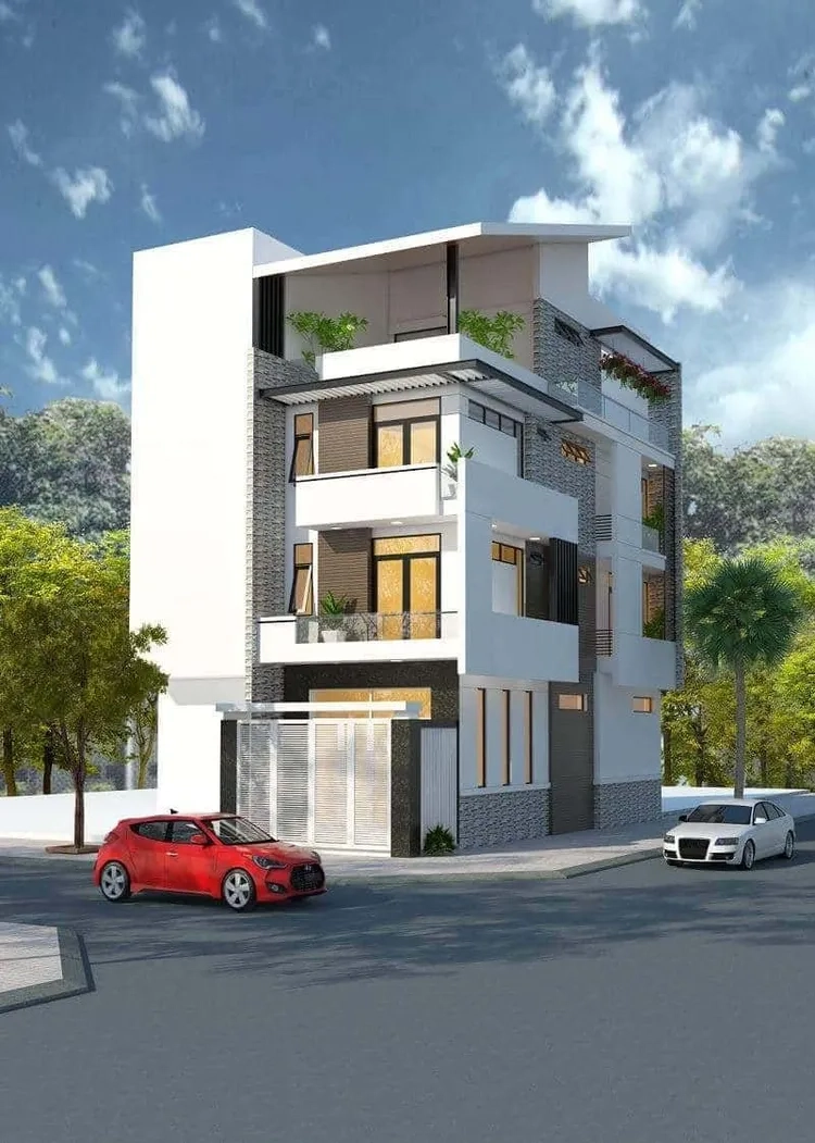 Tận hưởng vẻ đẹp ngoại thất trong ảnh ngoại thất nhà ống thiết kế 2 mặt tiền