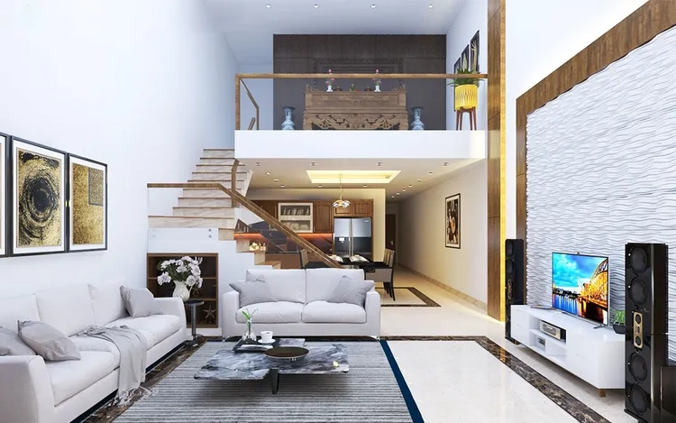 Chiêm ngưỡng ảnh kiến trúc nhà ống kèm gác lửng hiện đại