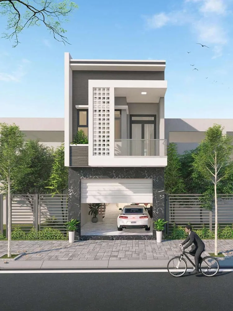 Hình ảnh nhà ống có gara rộng rãi, tối ưu không gian cho ô tô