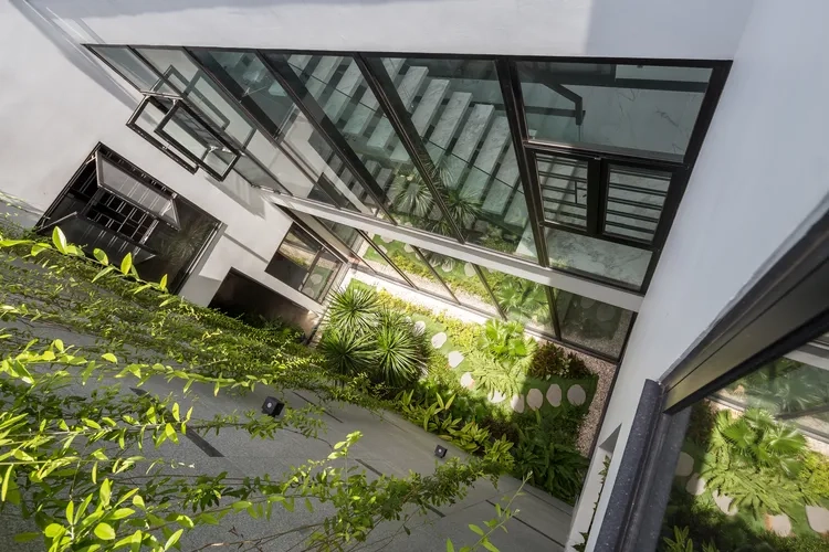 Ảnh giếng trời lấy sáng tự nhiên cho không gian mở