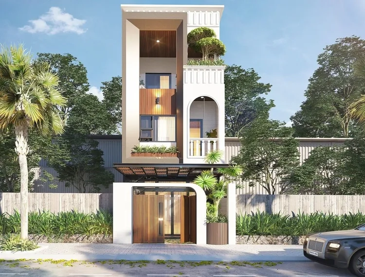 Ảnh nhà phố hẹp dài tối ưu không gian sống