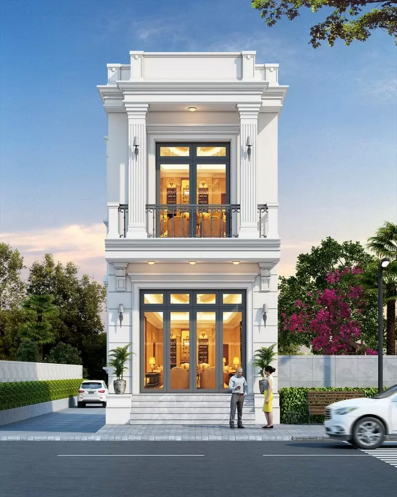 Ảnh nhà ống mái bằng phong cách hiện đại