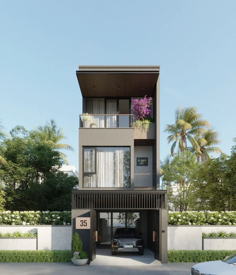 Nhà phố 3 tầng mái bằng