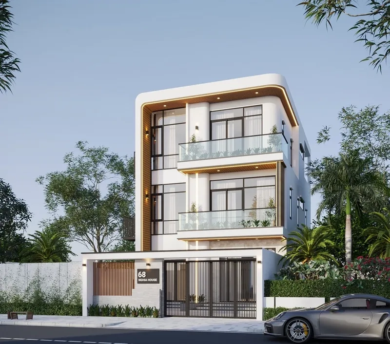 Nhà phố hiện đại có sân thượng