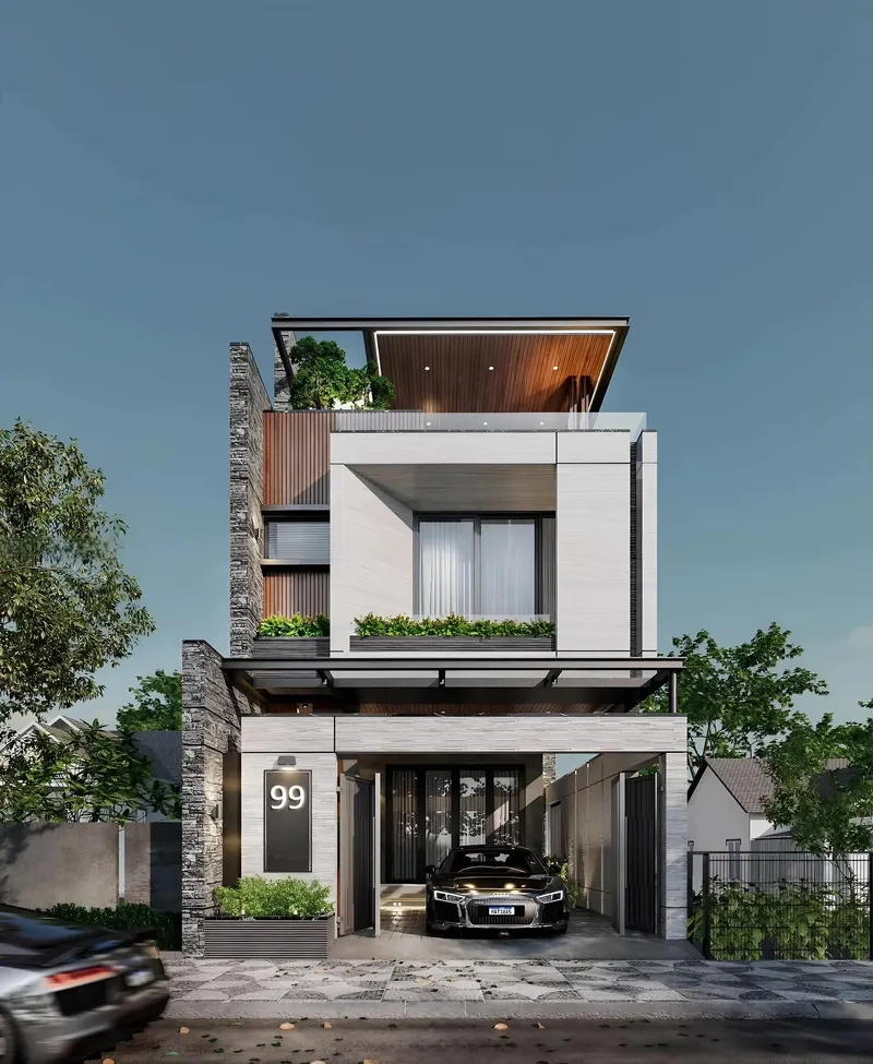 Bản vẽ nhà phố hiện đại chi tiết