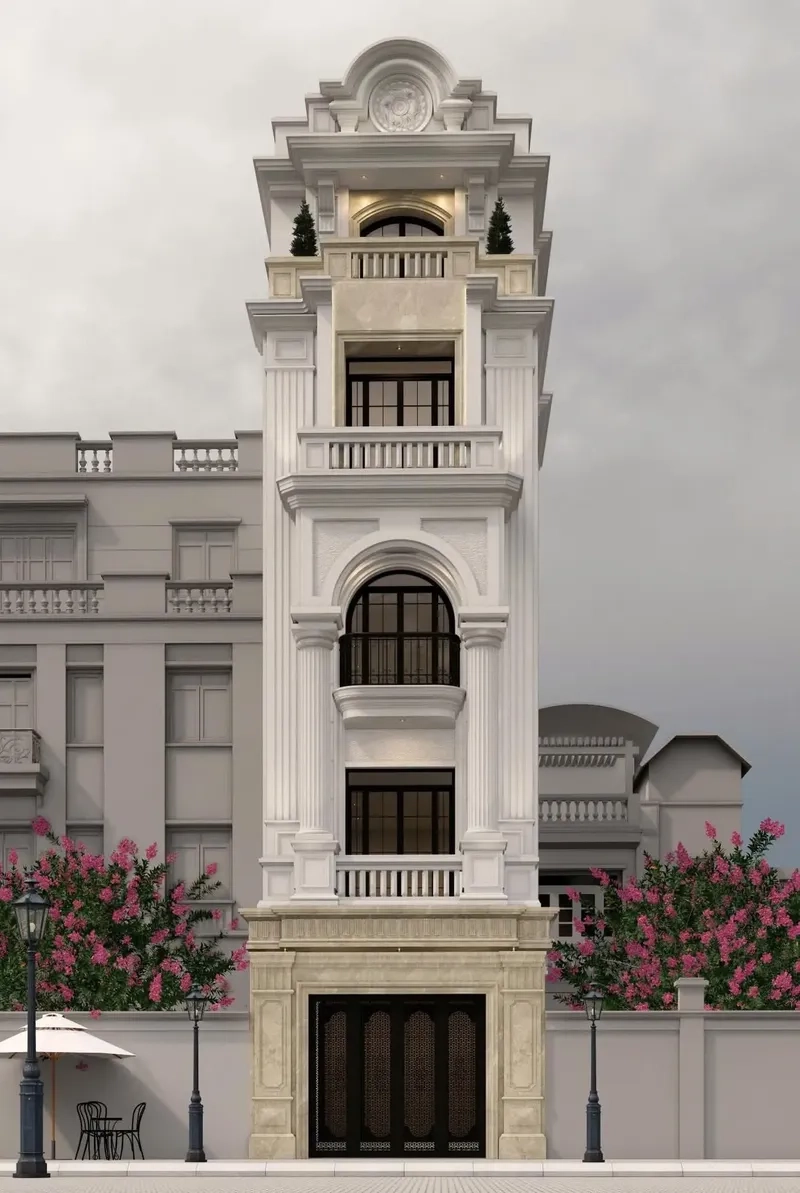 Thiết kế nhà 4 tầng tân cổ điển