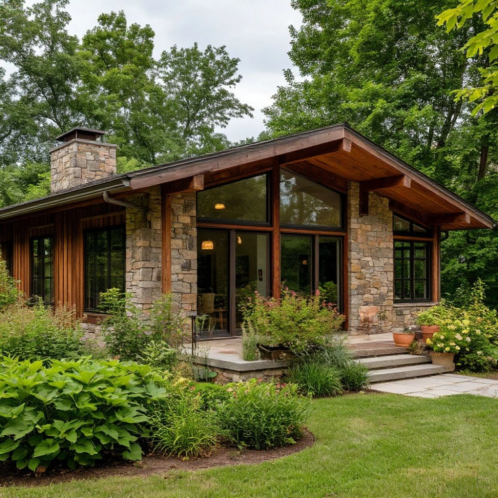 Kiểu nhà vườn 1 tầng mái thái chữ l truyền thống và ấm cúng