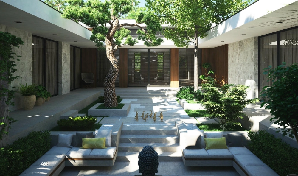 Thiết kế nhà thờ kết hợp nhà ở chữ u trang nghiêm