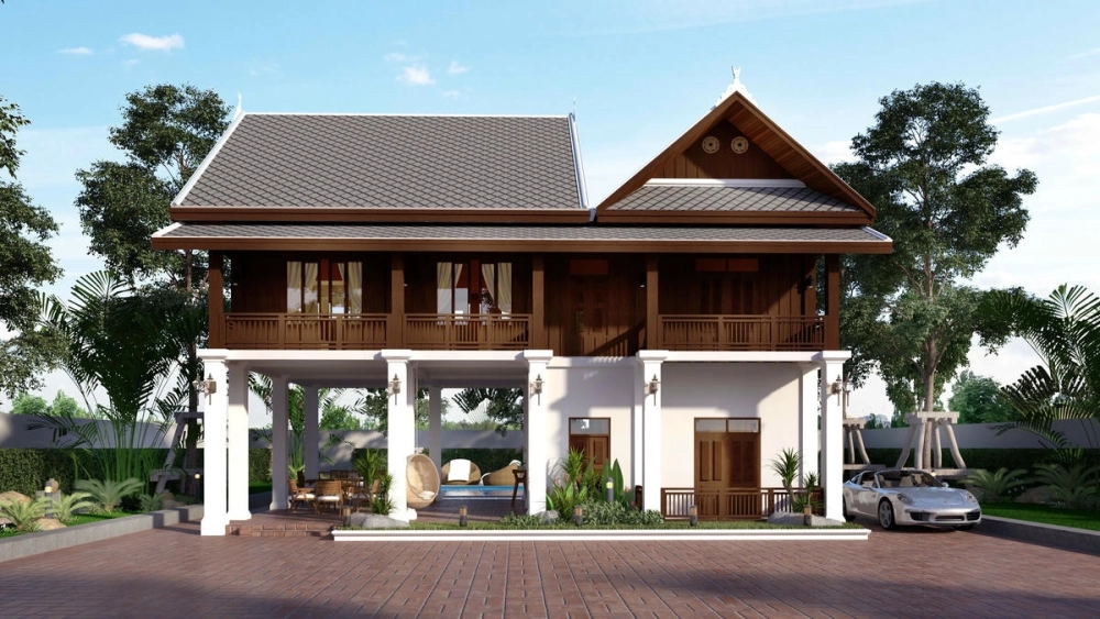 Mẫu nhà vườn mái thái 4 phòng ngủ sang trọng dành cho gia đình đông người