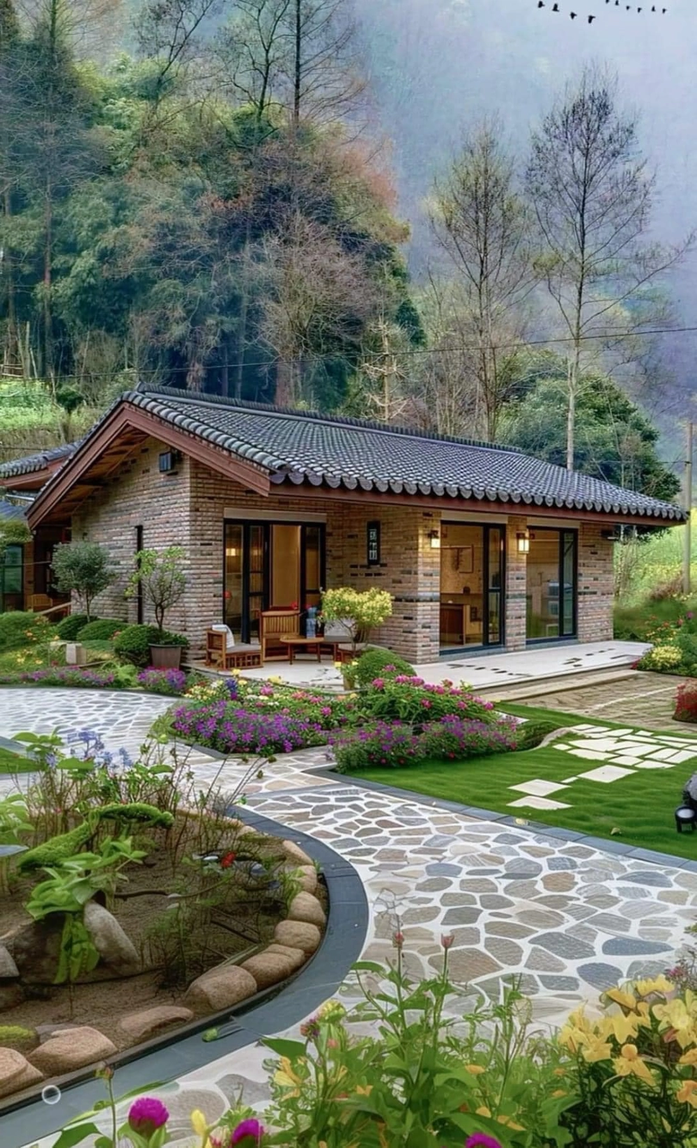 Các mẫu nhà vườn cấp 4 đẹp sử dụng cửa kính cường lực