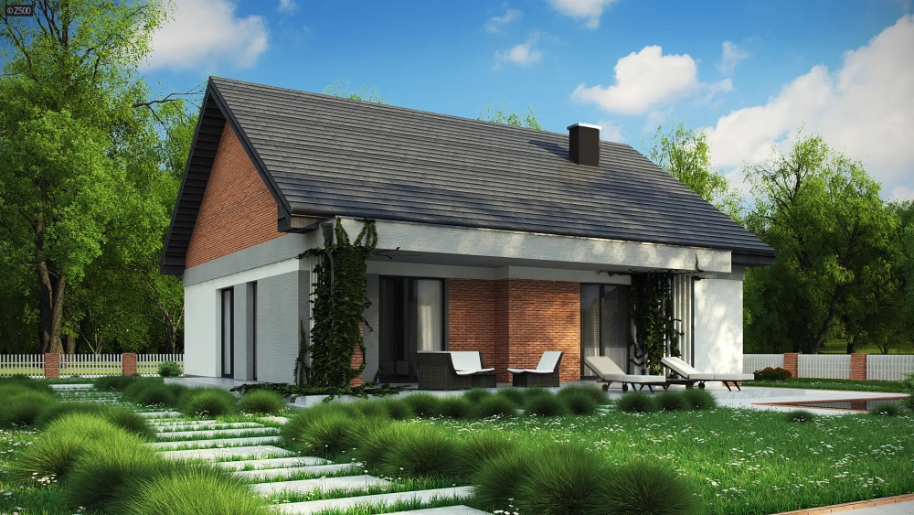 Góc nhìn trên cao biệt thự nhà vườn cấp 4 mái nhật