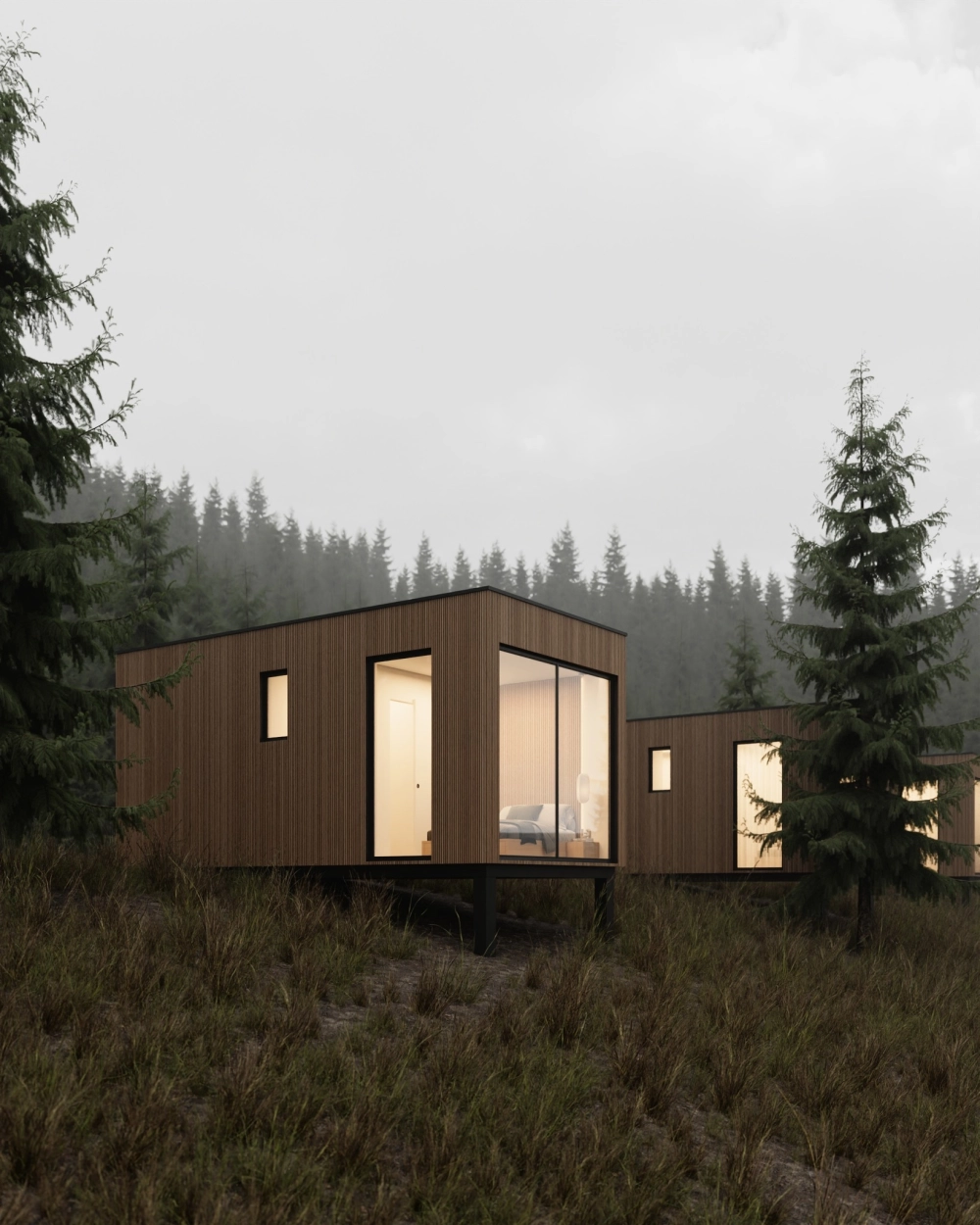 Nhà tiền chế mái bằng phong cách Bắc Âu hiện đại