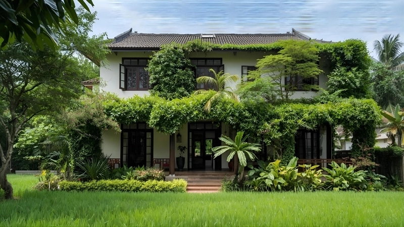 Sử dụng vật liệu xây dựng xanh tre nứa trong kiến trúc nhà vườn