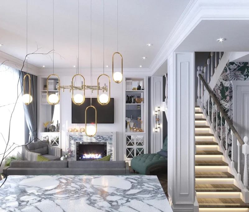 Trang trí tường phòng khách nhà phố