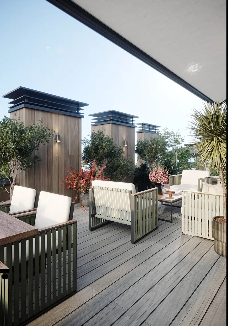 Thiết kế sân thượng có mái che