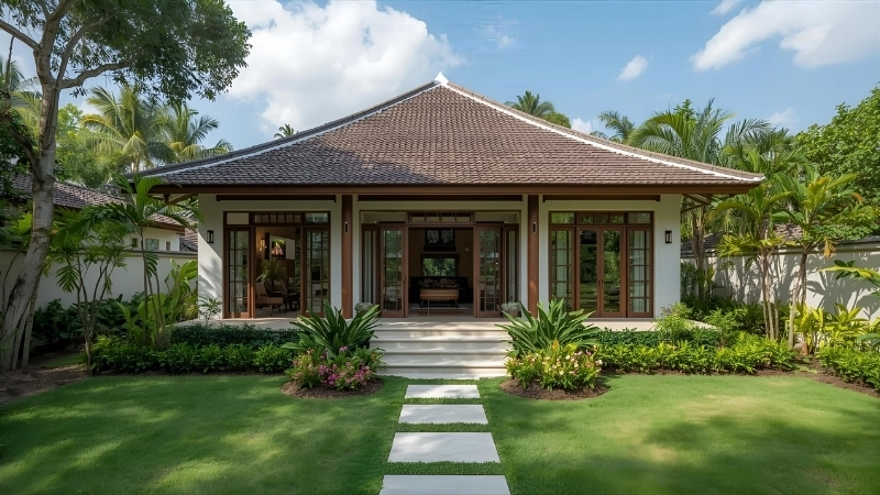 Tiểu cảnh nước chảy róc rách mang lại vượng khí theo nguyên tắc thiết kế sân vườn