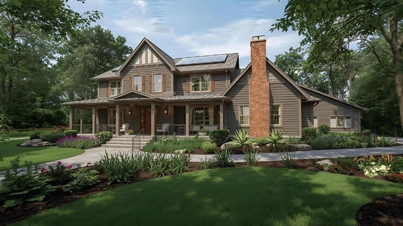 Lối đi lát đá tự nhiên trong mẫu thiết kế nhà sân vườn đẹp và thơ mộng